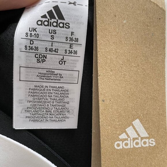 Adidas Circuit MS Sports Bra GM8300 Recycled Polyester Activewear Black+White S - Picture 8 of 10